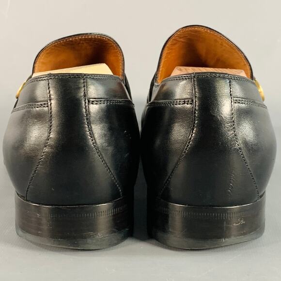 GUCCI Size 8.5 Black GG Monogram Leather Strap Slip On Loafers - Picture 3 of 8